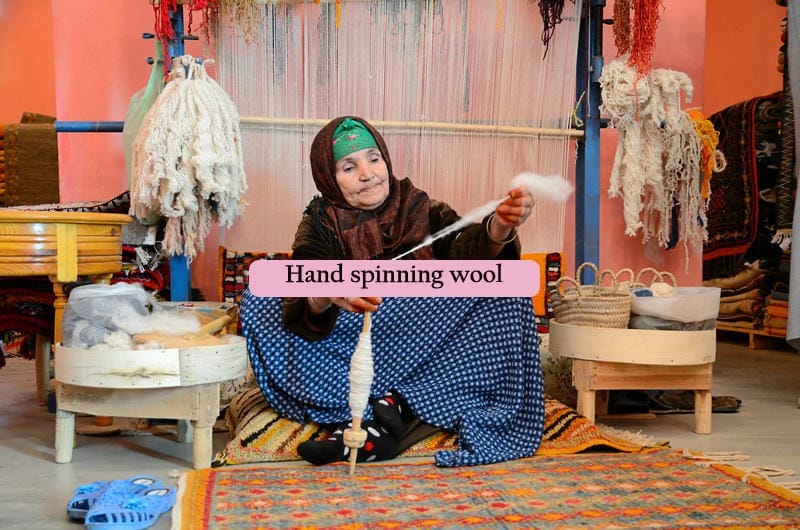 hand spining wool for moroccan rug