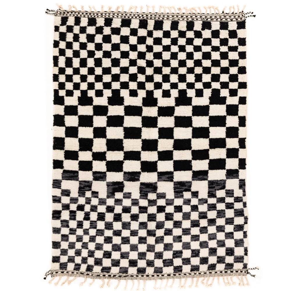 Moroccan checkered rug black and white
