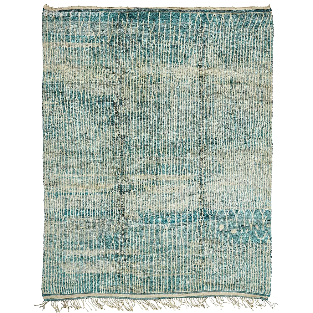 striped turquoise moroccan wool rug