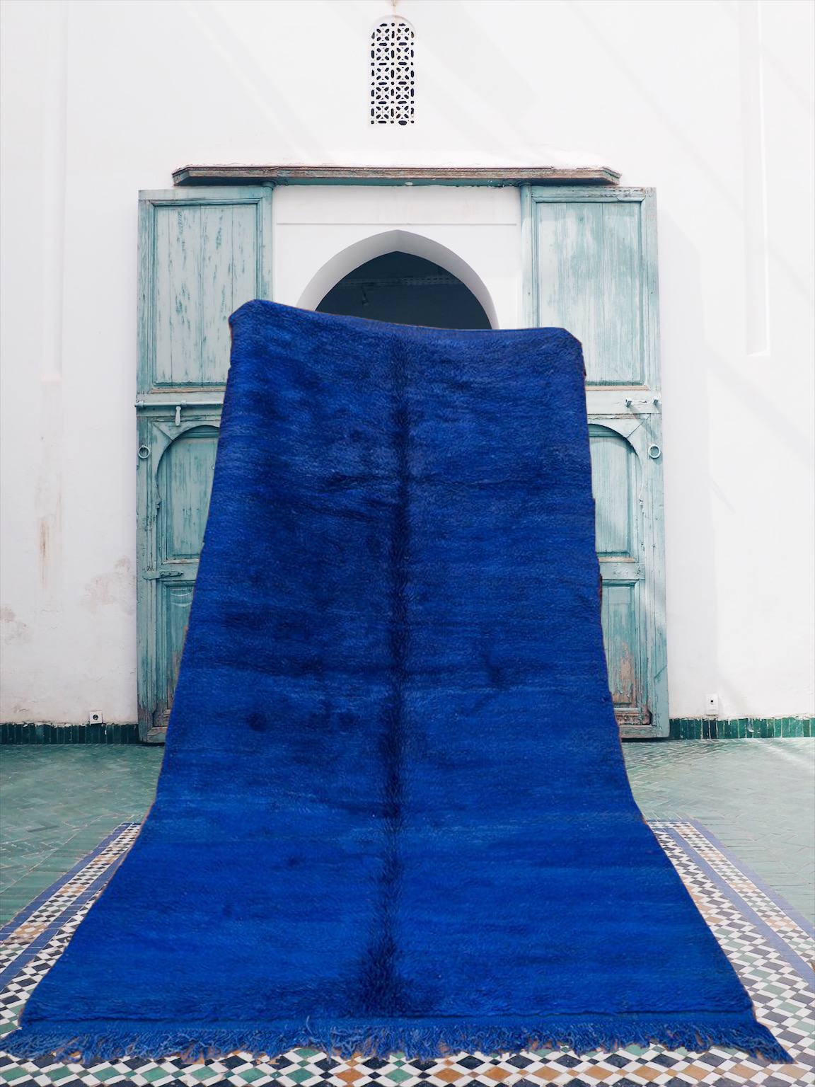 Blue Moroccan Rug Berber Beni Ourain, Moroccan Wool Rug