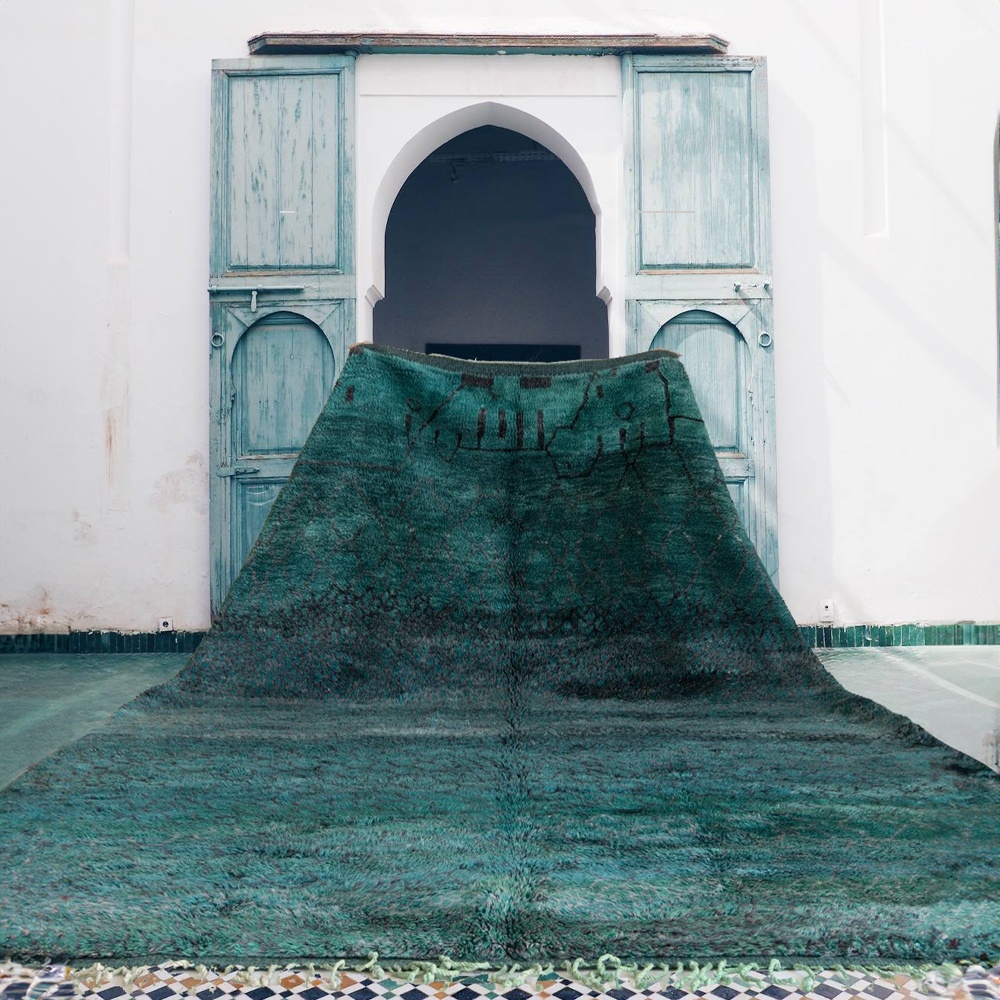 luxury moroccan beni rug turquoise