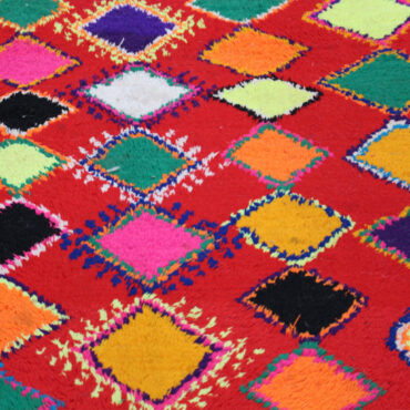 Red Berber rug- Azilal rug – colorful diamonds