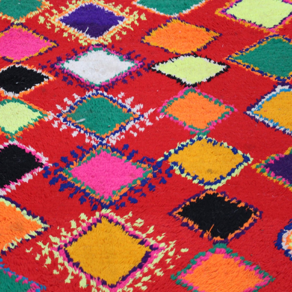 Red Berber rug- Azilal rug - colorful diamonds - Image 2