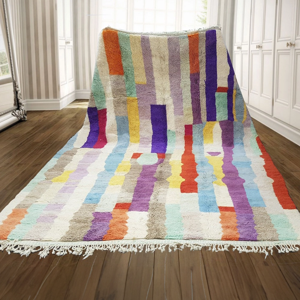 moroccan colorful beni ourain wool rug