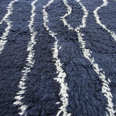 Beni Ourain rug navy blue with cream lines