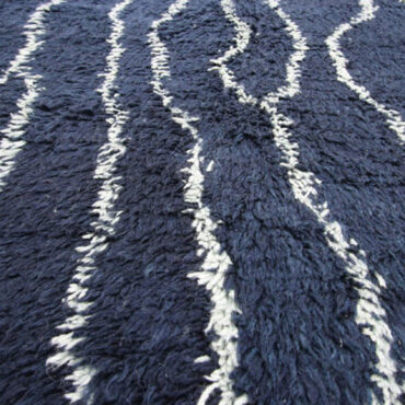 Beni Ourain rug navy blue with cream lines