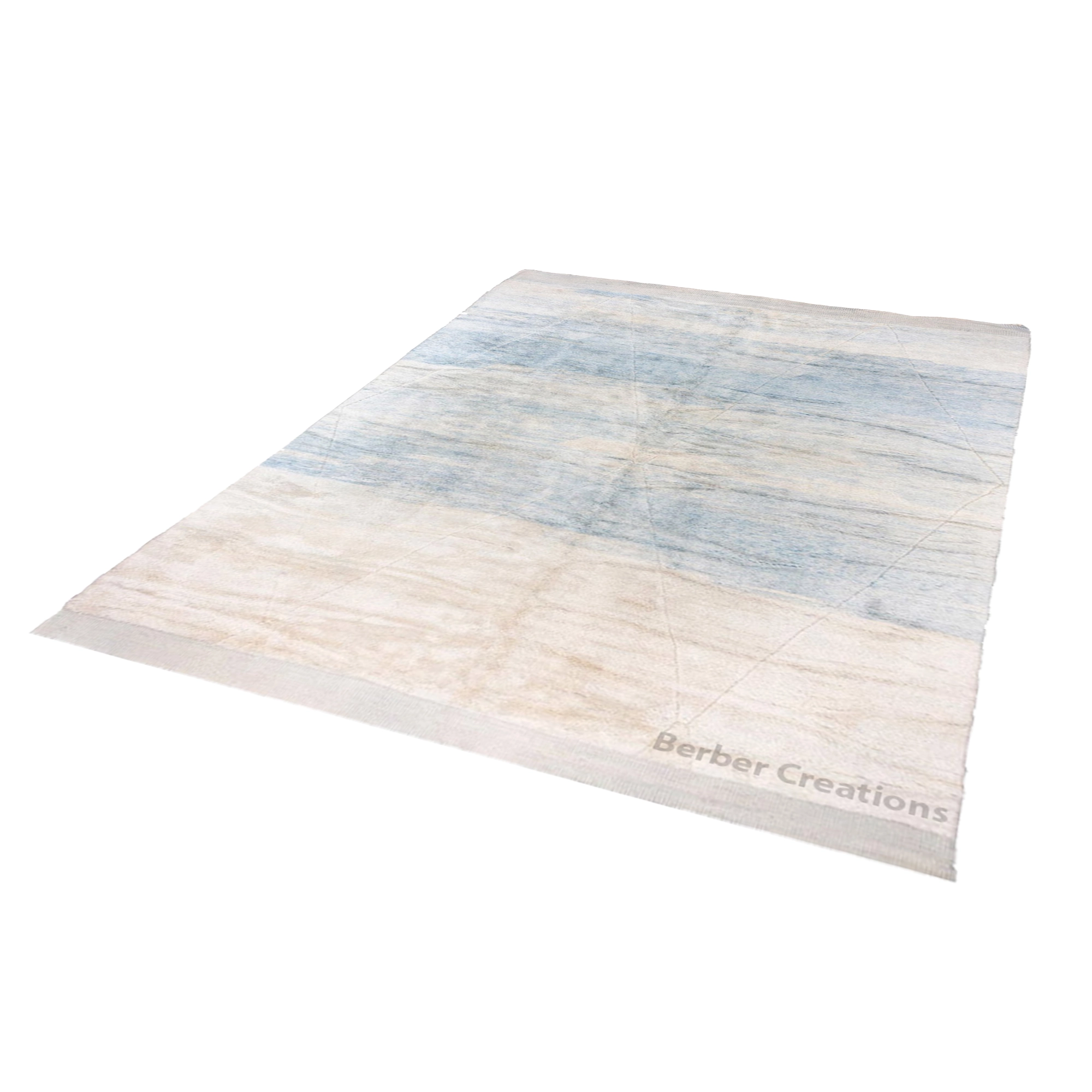 moroccan beni wool rug light blue