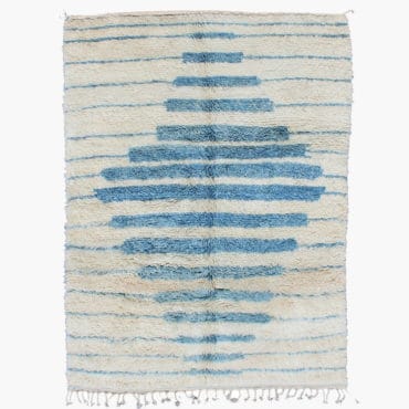 Beni Ourain rug Cream & light blue Moroccan rug- FREE Shipping
