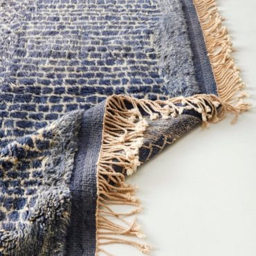 Beni Ourain rug – Cream navy blue Moroccan rug – Wool rug