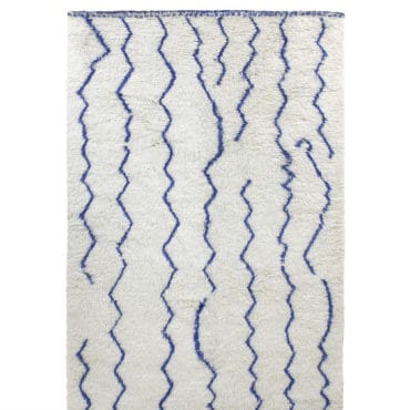 Moroccan Beni Ourain rug with blue lines