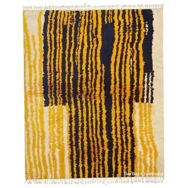Shag Moroccan Beni Wool Rug Yellow and Black