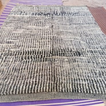 Black Beni Ourain rug white lines patterns