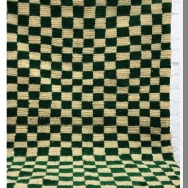 Custom Moroccan green checkered rug