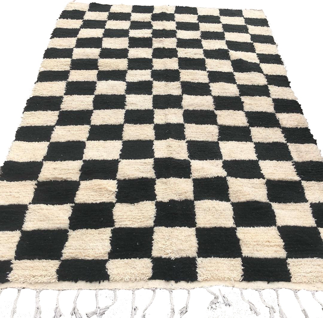 checkerboard rug Moroccan berber checker rug Black and white Checkered rug 
