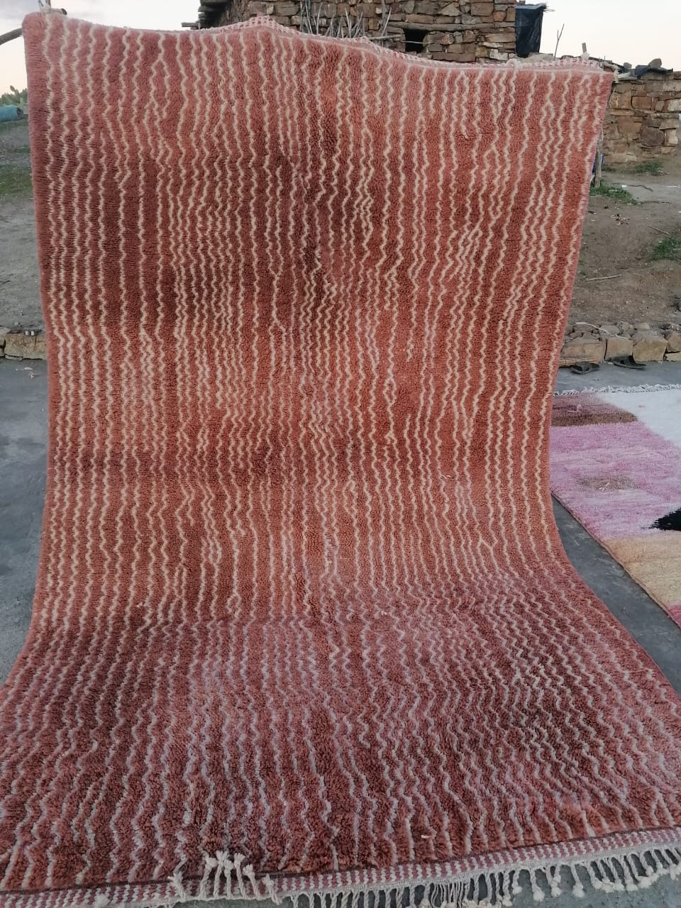 Pink Moroccan rug 7x10, Beni Ourain area rug
