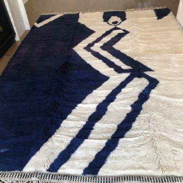 Contemporary rug 9×12 Cream and navy blue