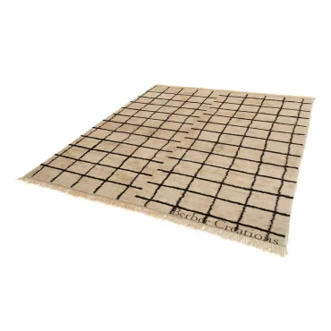 Neutral Grid Moroccan Berber Rug