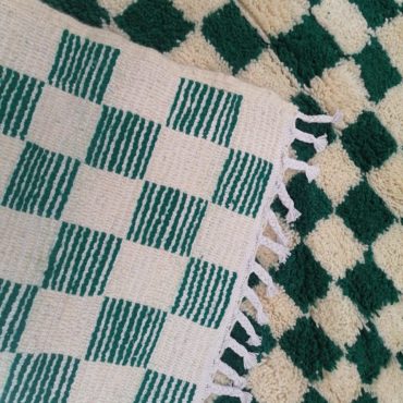 Green Checkered area rug, Berber Checker rug