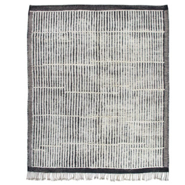 Striped charcoal grey and cream Moroccan area rug