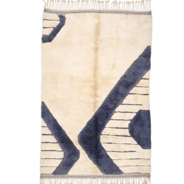 Moroccan cream and blue area rug