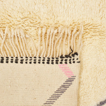 Moroccan cream pink blue and black area rug