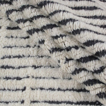 Striped charcoal grey and cream Moroccan area rug