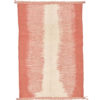 Flatweave moroccan kilim rug in white and peach striped pattern