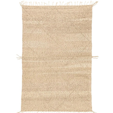 Flat Woven Moroccan Kilim Rug in Cream and Beige Striped Pattern