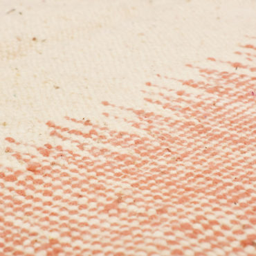 Flat Woven Moroccan Kilim Rug in White and Peach Striped Pattern