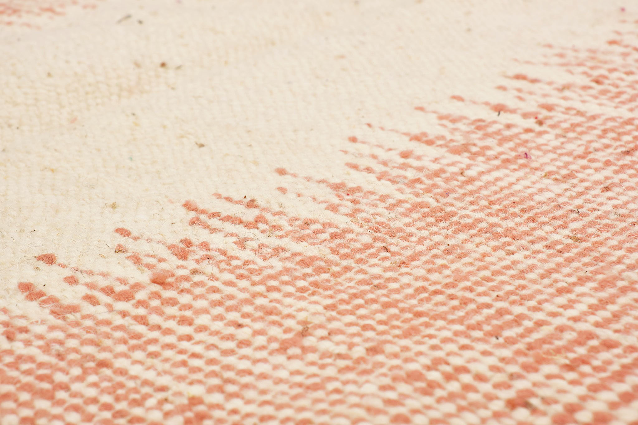 Flat Woven Moroccan Kilim Rug in White and Peach Striped Pattern - Image 2