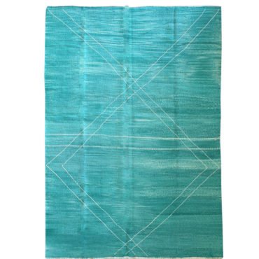 Moroccan Kilim Turquoise rug Diamonds Pattern