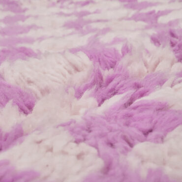 Ckeckered Moroccan Rug Lavender and White