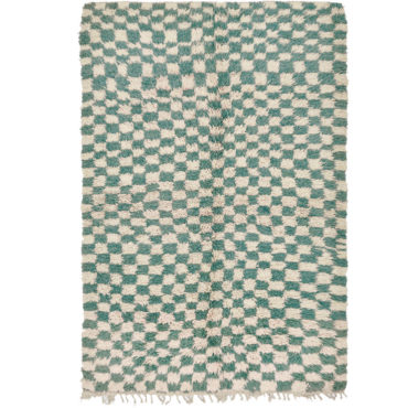 Sage Green checkered rug – shaggy