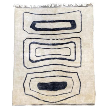 Beni Mrirt Moroccan rug in black and cream  – Custom size