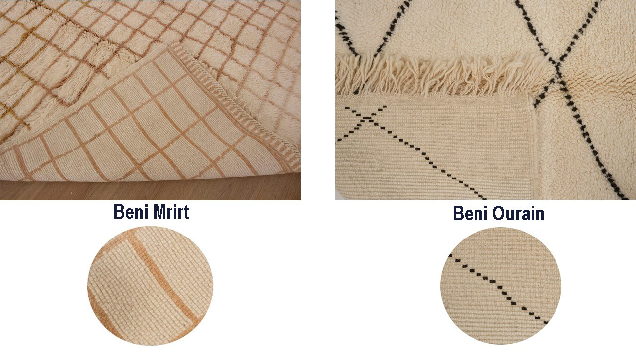 difference between beni mrirt and beni ourain rugs