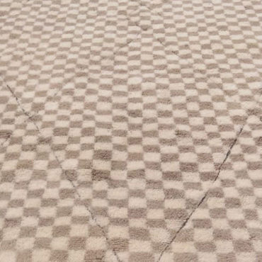 Checkered Moroccan Beni Rug Cream and Beige