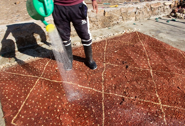 washing process moroccan rug