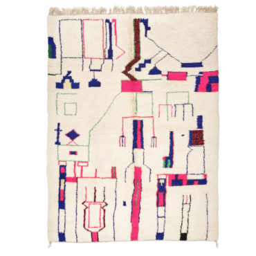 Azilal rug with Blue and Pink tribal design