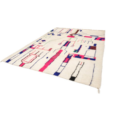 Azilal rug with Blue and Pink tribal design