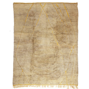Beni Ourain Wool Moroccan Area rug in Taupe & Yellow