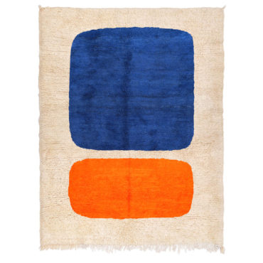 Modern Beni Ourain Rug Orange & Blue