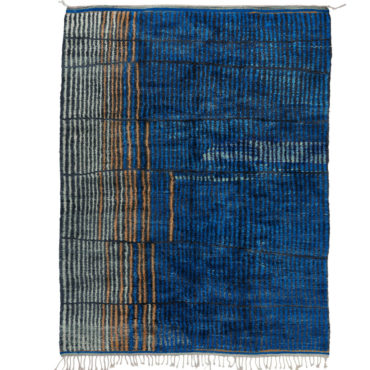 Blue Striped Moroccan Rug – 100% Wool