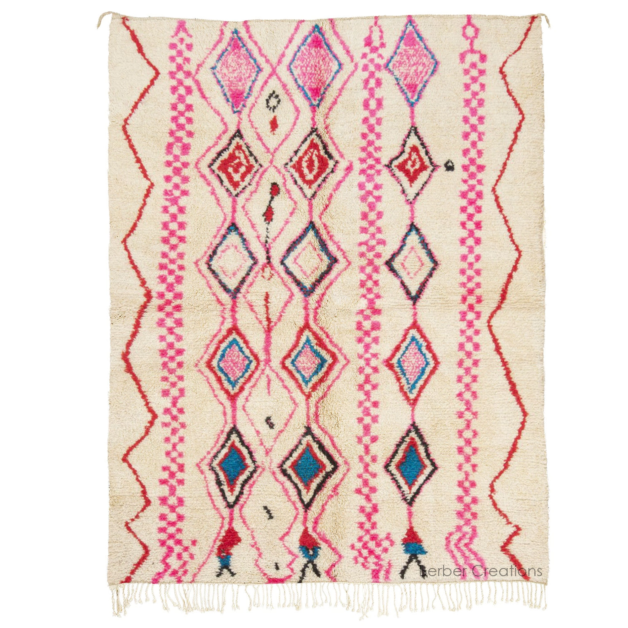 handmade pink moroccan azilal wool rug
