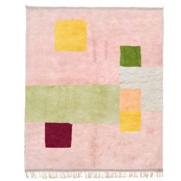 Modern Blush Pink Moroccan rug Beni Mrirt style