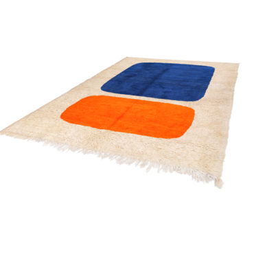 Modern Beni Ourain Rug Orange & Blue