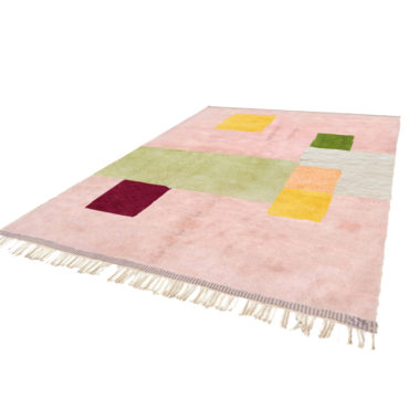 Modern Blush Pink Moroccan rug Beni Mrirt style