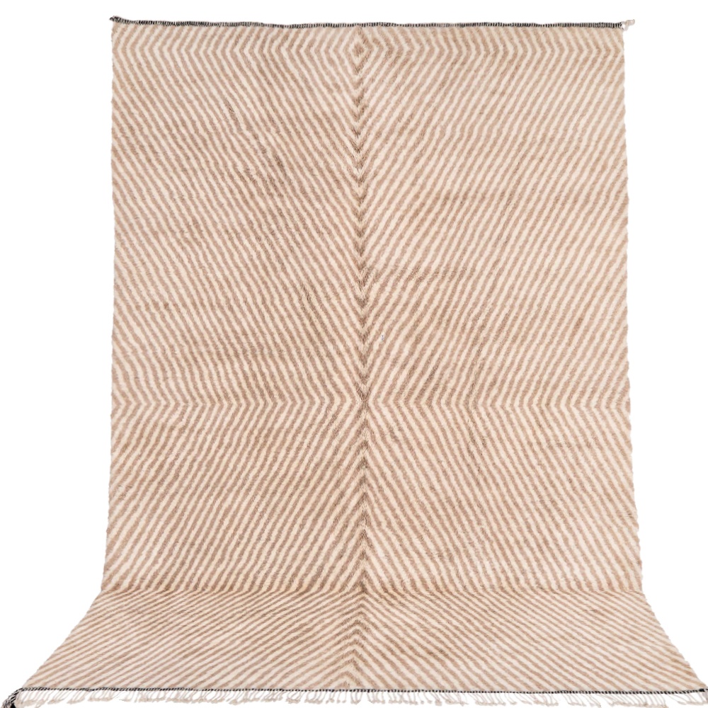 Soft Neutral Color Modern Moroccan Area Rug - Image 3