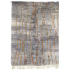 gray moroccan beni mrirt rug with orange lines