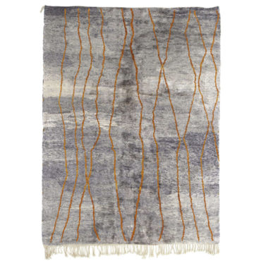 Gray Moroccan Beni Mrirt Rug – Orange Lines