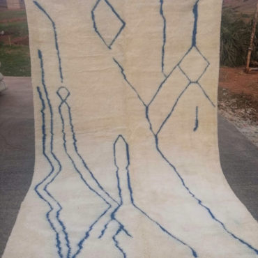 Moroccan beni mrirt rug with blue pattern 6.5×10 ft